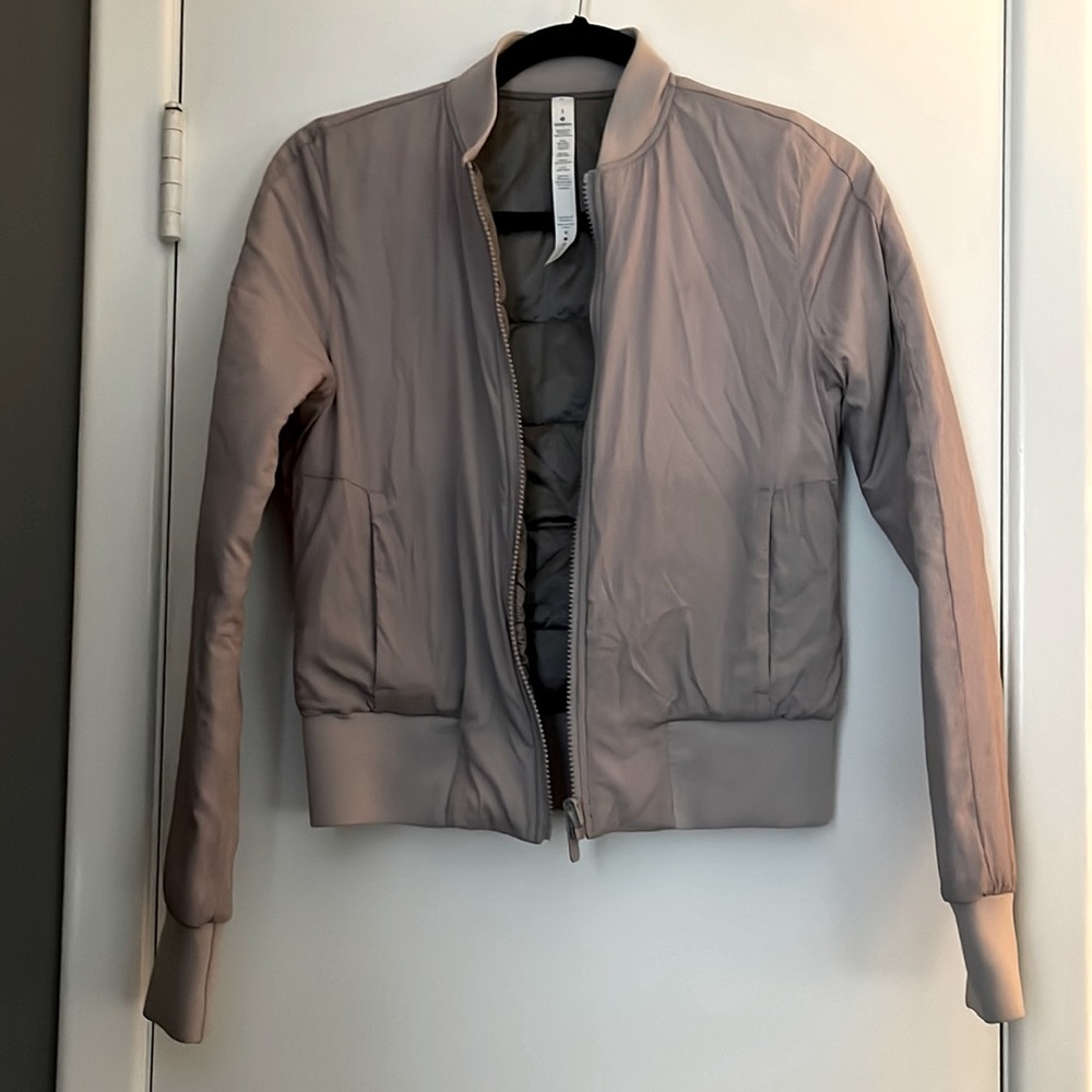 Lululemon Silver/purple Cropped Bomber (Size 2)